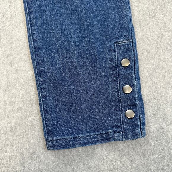 Appleseed's Pants WMNS Petite Small Blue Denim High Waist Button Detail Stretchy - Picture 3 of 11